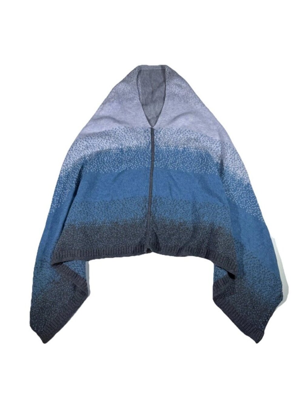 Claudia Nichole Merino Wool Cashmere Wrap Cardigan Poncho Blue Ombre One Size